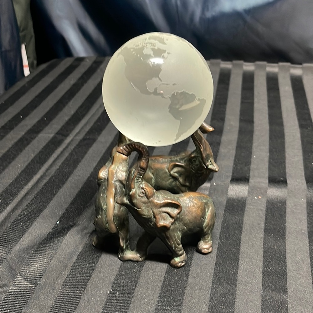 Crystal World Spere abd Brass Elephant Stand